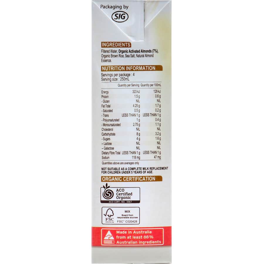 Pureharvest Almond Milk Unsweetened Carton 1L