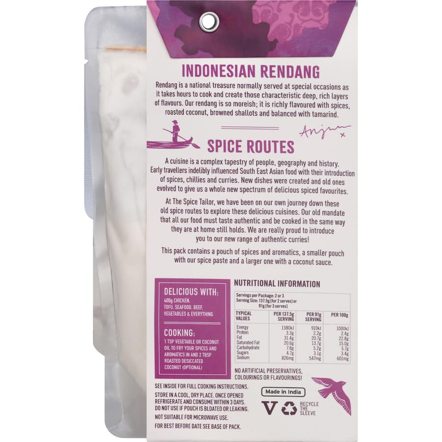 The Spice Tailor Sauce Kit Indonesian Rendang Packet 275g