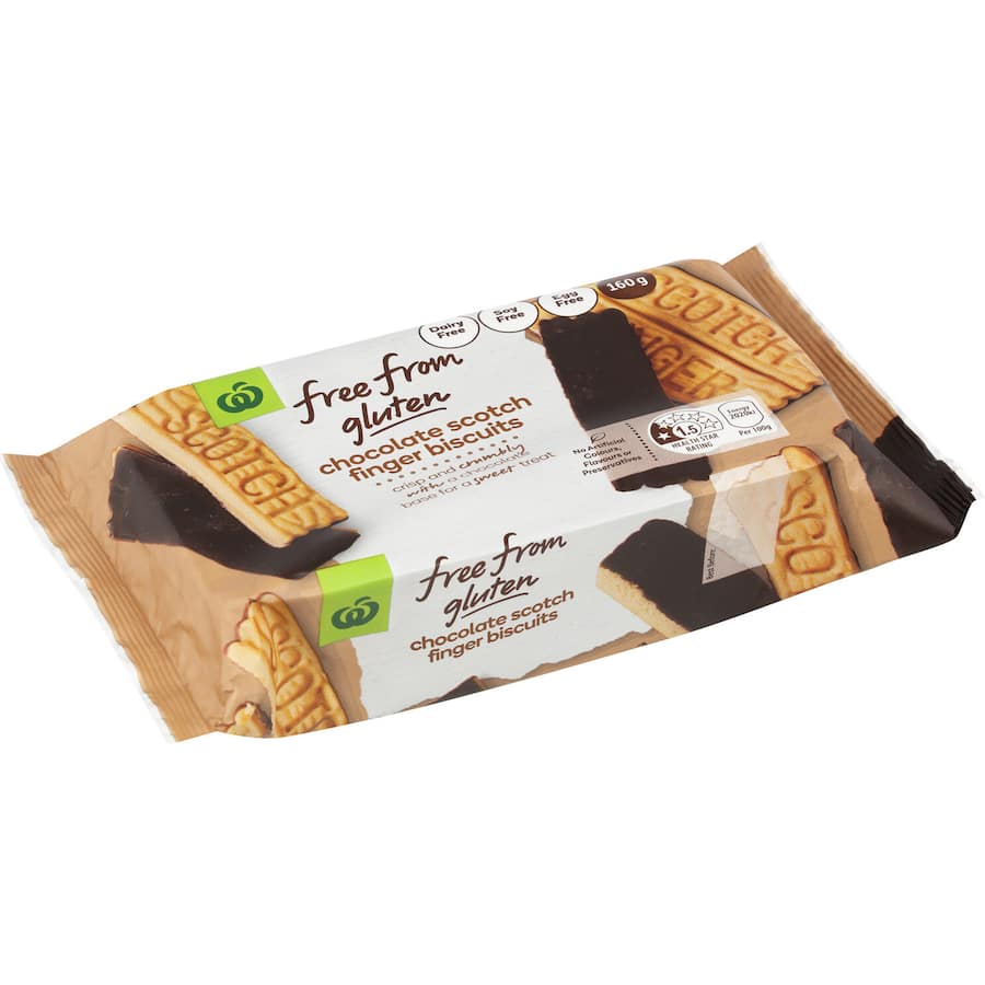 Woolworths Free From Gluten Chocolate Biscuits Scotch Fingers 160g