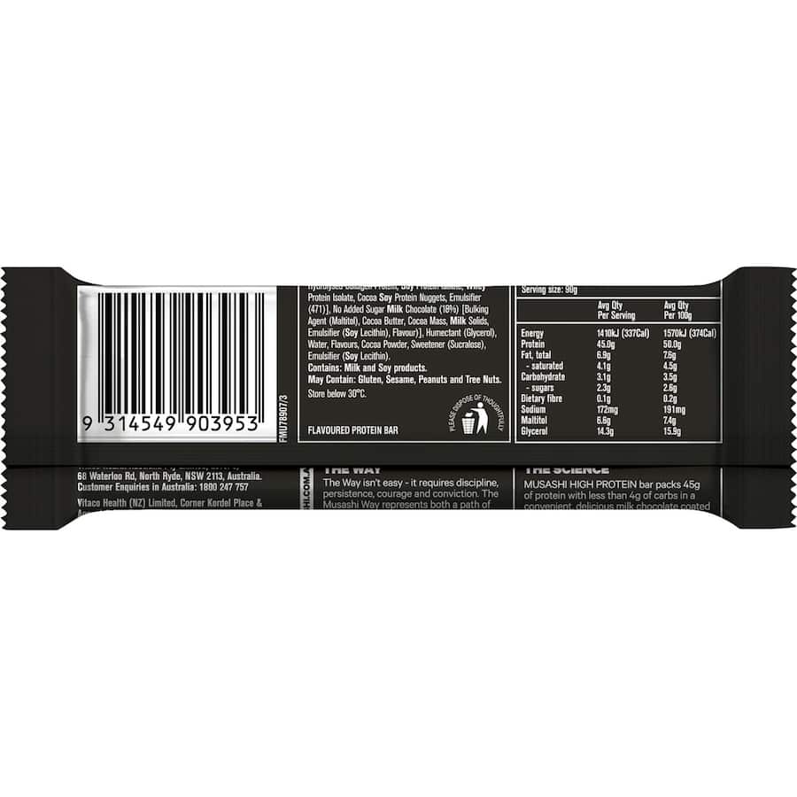 Musashi High Protein Bar Milk Choc Brownie 90g
