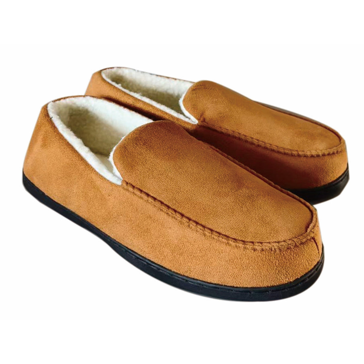 Mens Slippers Brown and White Sherpa Full Large (Size 11-12)