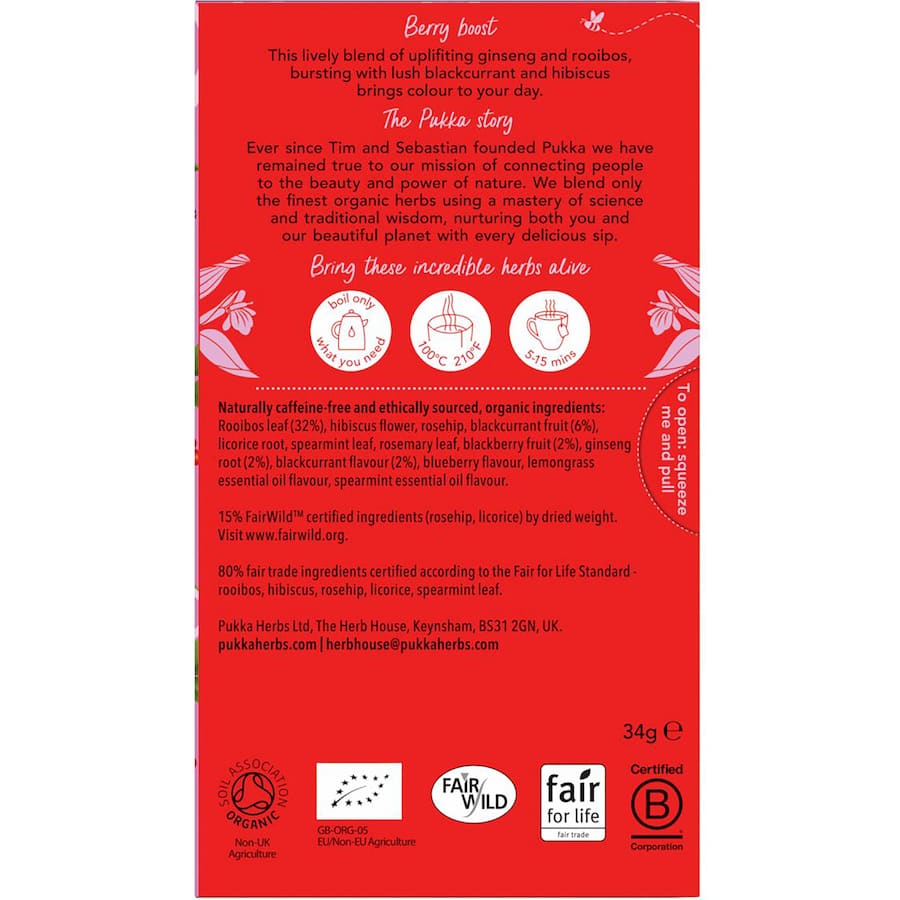 Pukka Tea Bags Morning Berry 20 pack