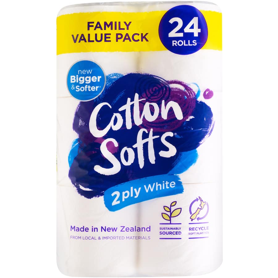 Cotton Softs Toilet Paper Family Pack White 2ply - 24pack