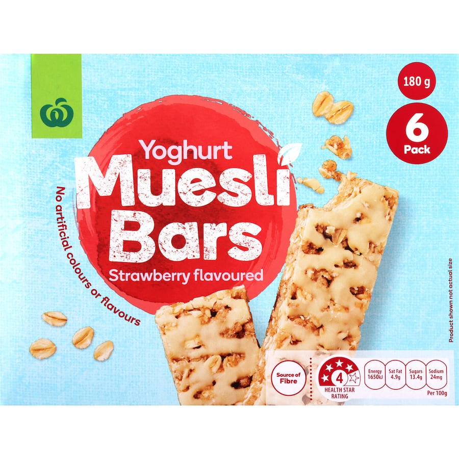 Woolworths Muesli Bars Yoghurt Strawberry 6pk 180g