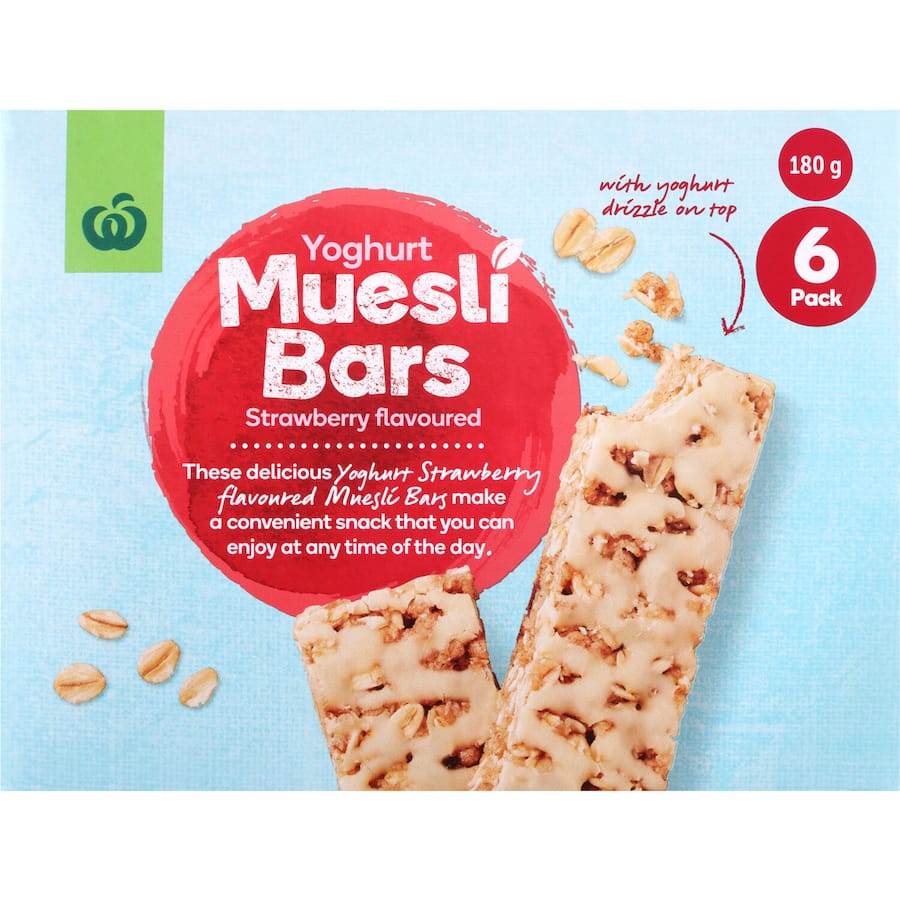 Woolworths Muesli Bars Yoghurt Strawberry 6pk 180g