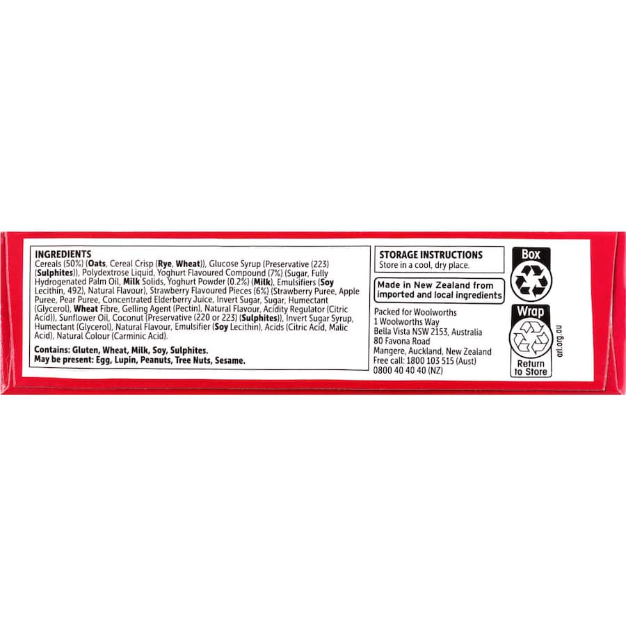 Woolworths Muesli Bars Yoghurt Strawberry 6pk 180g