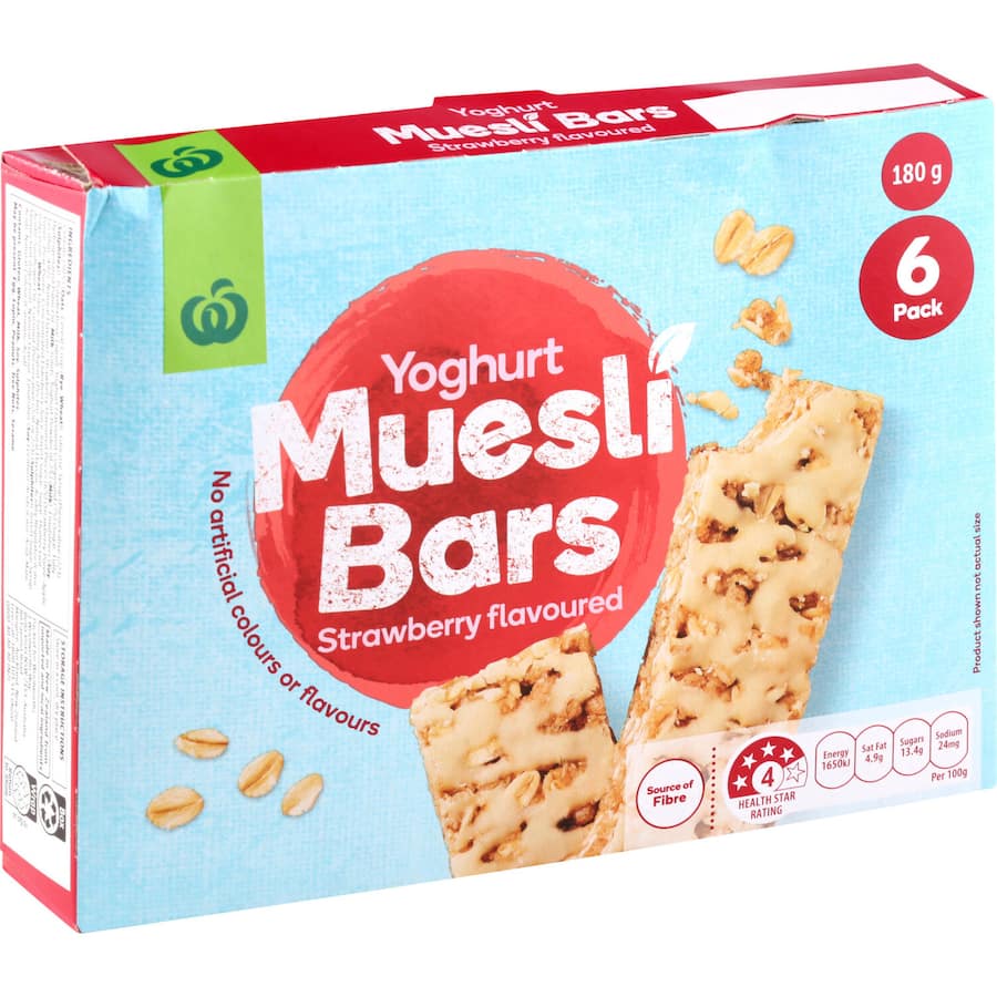 Woolworths Muesli Bars Yoghurt Strawberry 6pk 180g