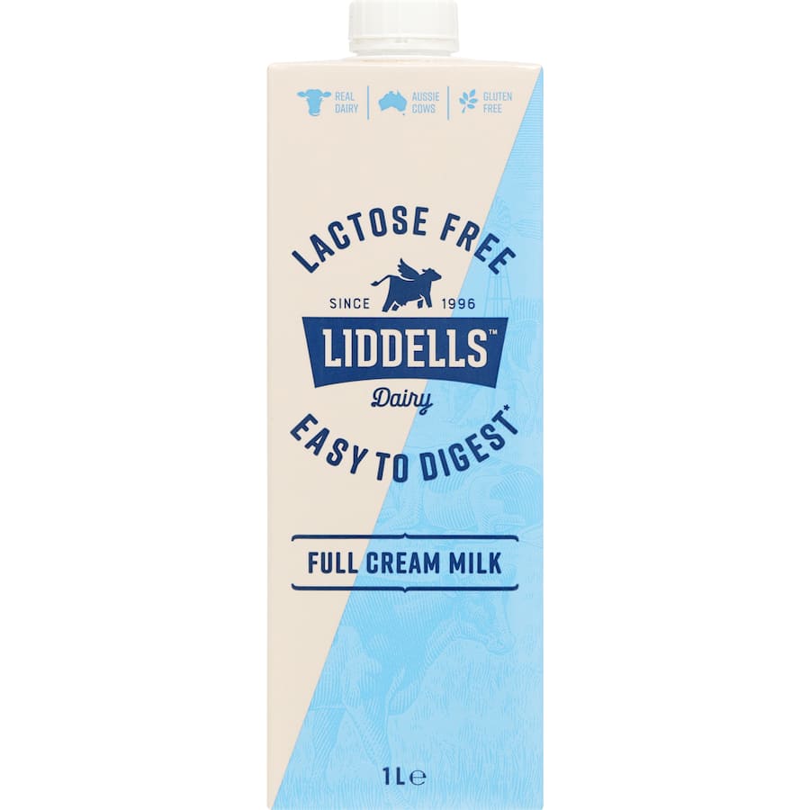 Liddells Milk Lactose Free Full Cream 1L