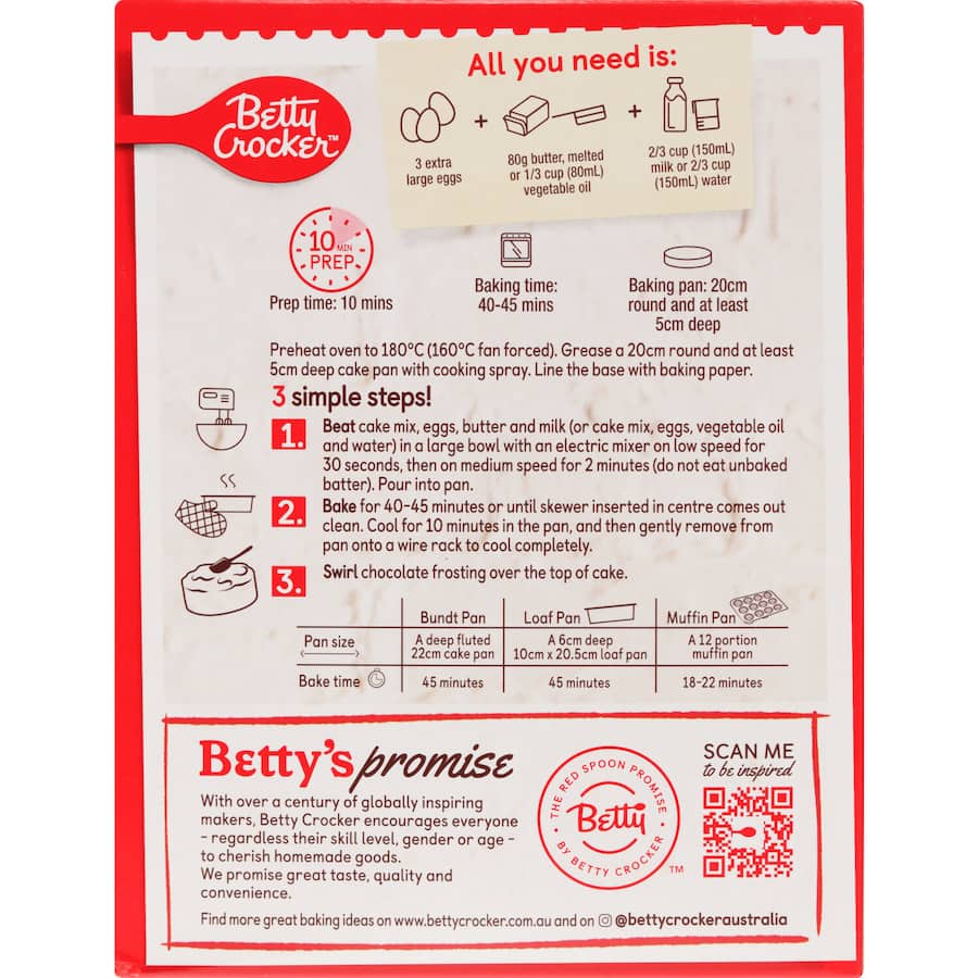 Betty Crocker Cake Mix Chocolate Fudge 450g