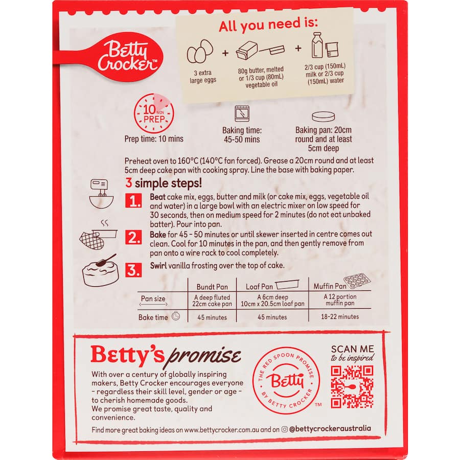 Betty Crocker Cake Mix Vanilla 450g