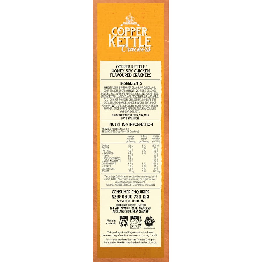 Copper Kettle Crackers Honey Soy Chicken 135g
