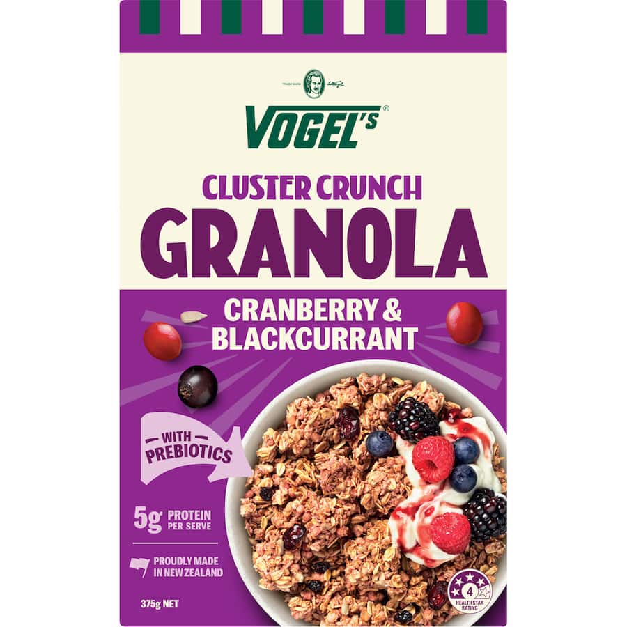 Vogels Cluster Crunch Granola Cranberry Blackcurrant 375g