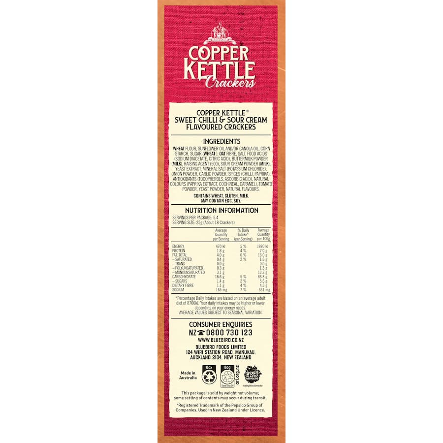Copper Kettle Crackers Sweet Chilli & Sour Cream 135g