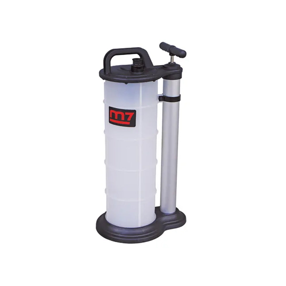 Manual fluid extractor with 9L capacity for easy vehicle fluid removal without lifting.