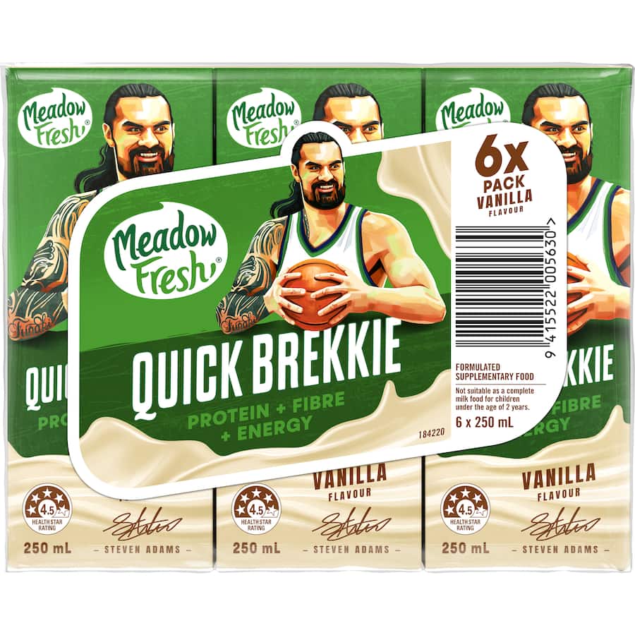 Meadowfresh Quick Brekkie Breakfast Drink Vanilla Milk 250ml uht packs 6pack