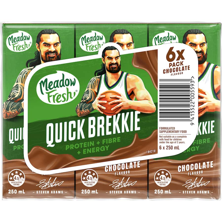 Meadowfresh Quick Brekkie Breakfast Drink Milk Chocolate 250ml uht packs 6pack