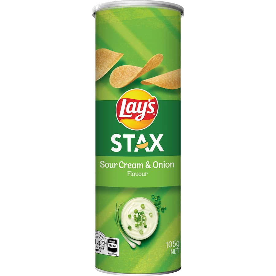 Lays Stax Potato Chips Sour Cream & Chives Cylinder 105g