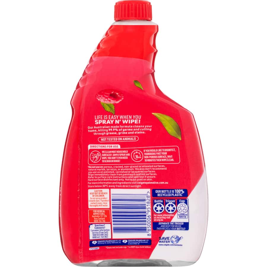 Ajax Spray N Wipe Multipurpose Cleaner Vanilla & Berries Refill 750mL