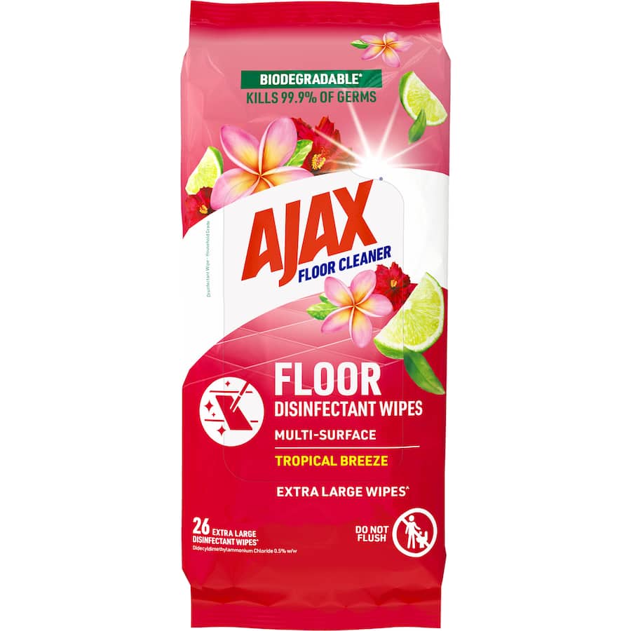 Ajax Cleaning Wipes Floor Tropical Breeze 25pack
