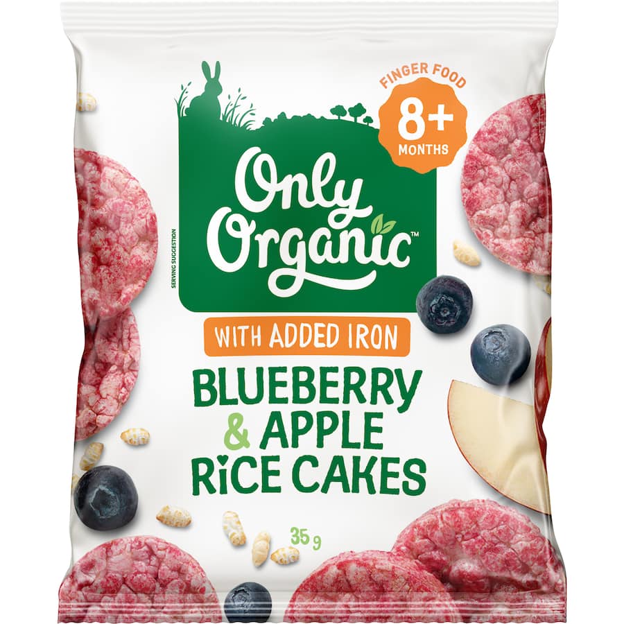 Only Organic Baby Snacks Rice Cakes Blueberry & Apple 35g