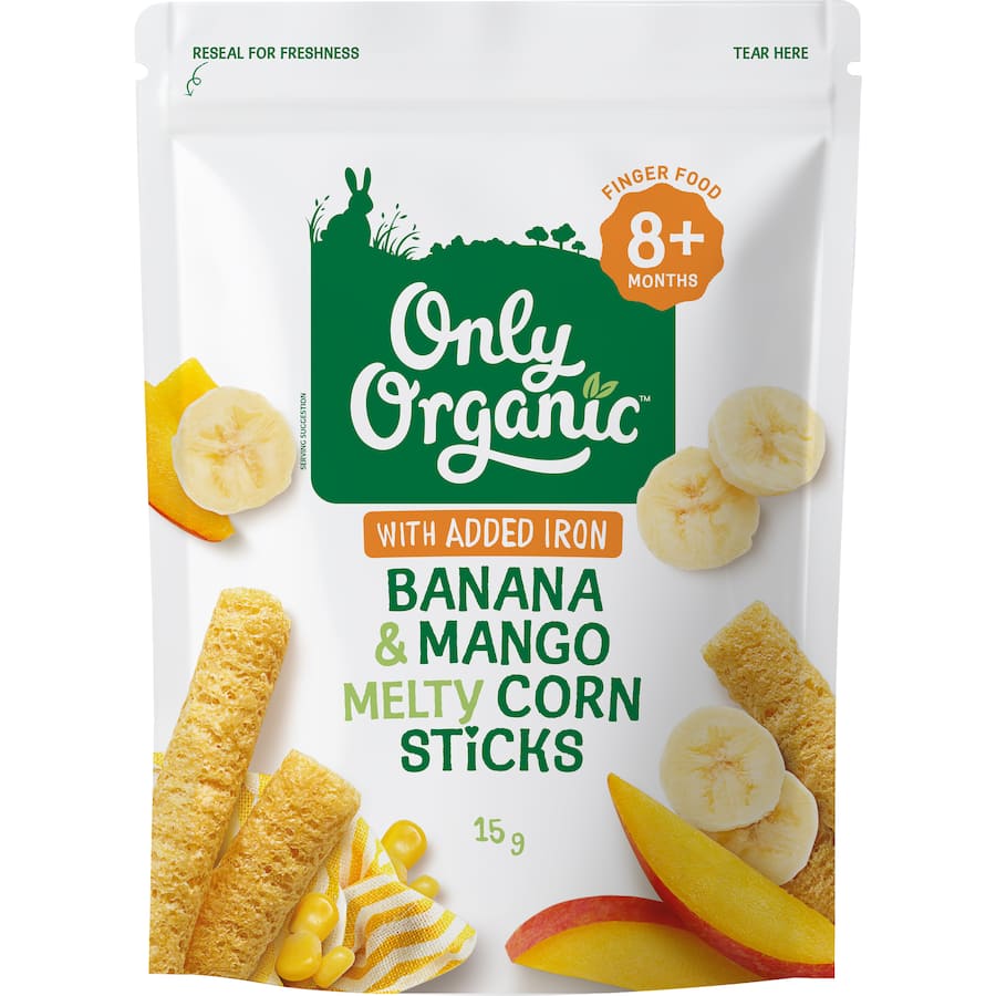 Only Organic Baby Snacks Banana & Mango Corn Sticks 15g