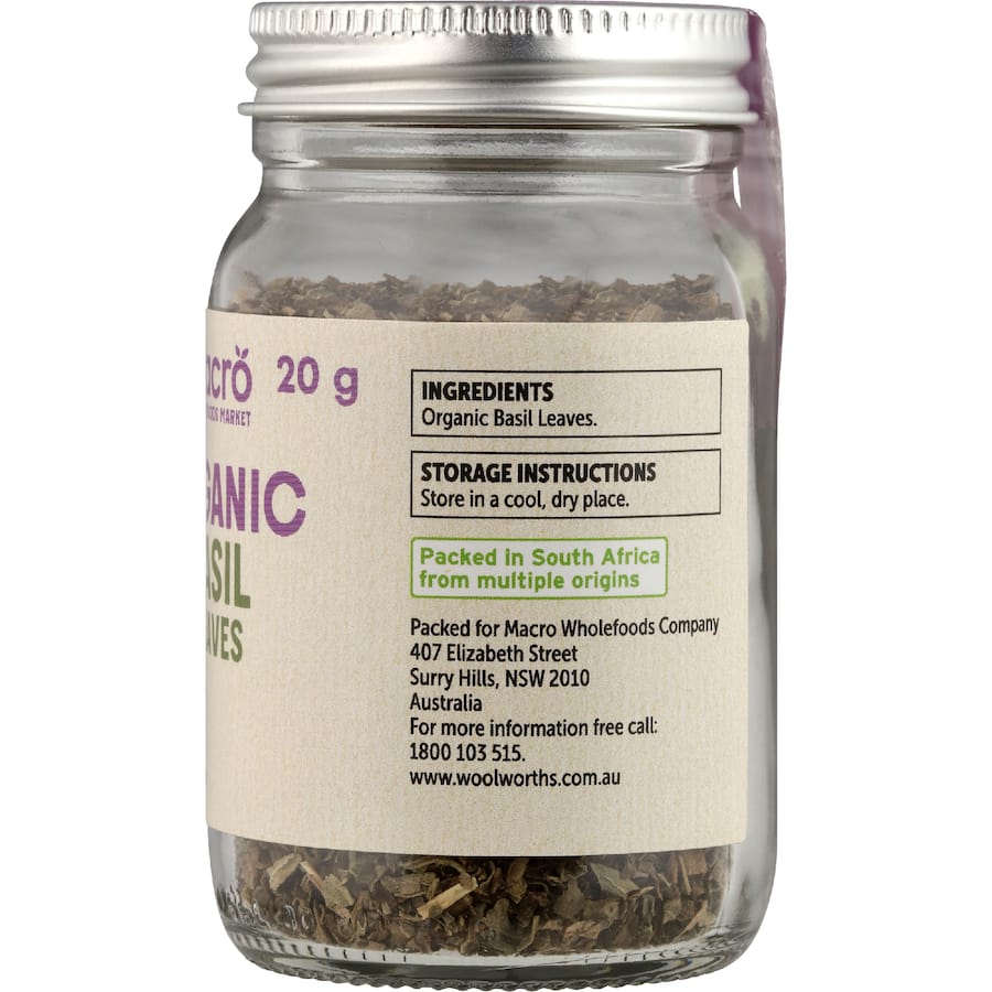 Macro Organic Basil Leaves 20g
