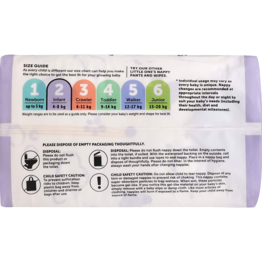 Little One's Convenience Nappies Infant Boys & Girls 4-8kg Size 2 18pack