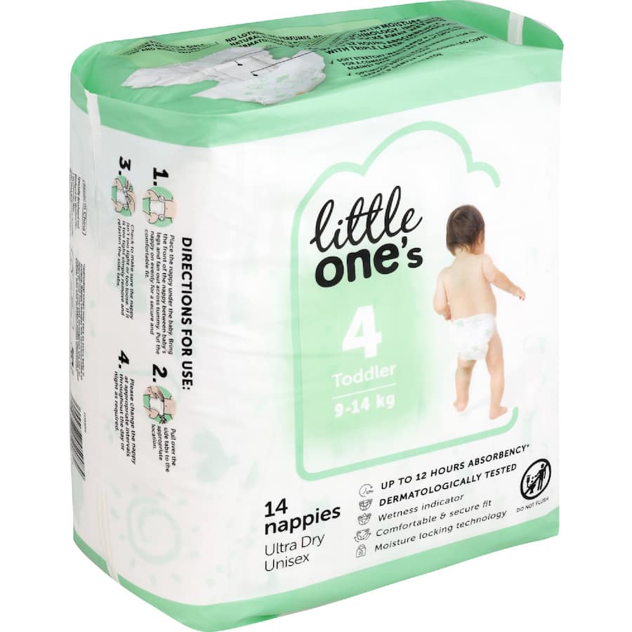 Little One's Convenience Nappies Toddler Boys & Girls 10-14kg Size 4 14pack