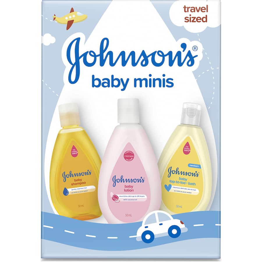 Johnsons Baby Starter Kit Minis Travel Sized 3pack