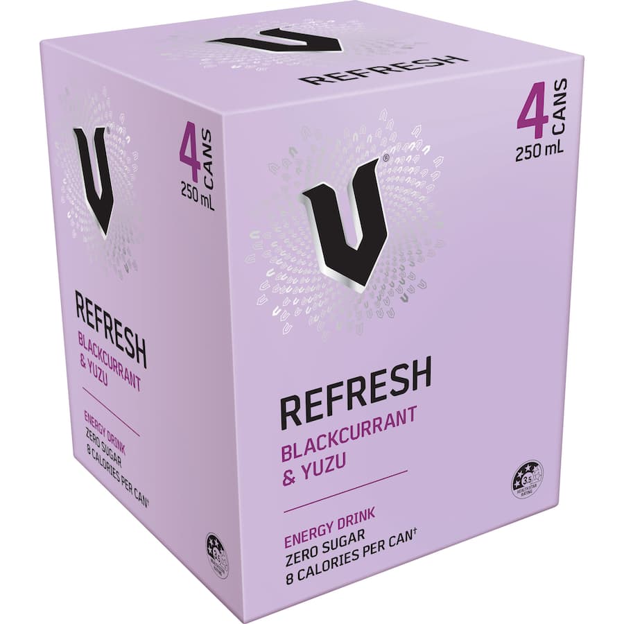 V Refresh Energy Drink Blackcurrant Yuzu 250ml 4pack