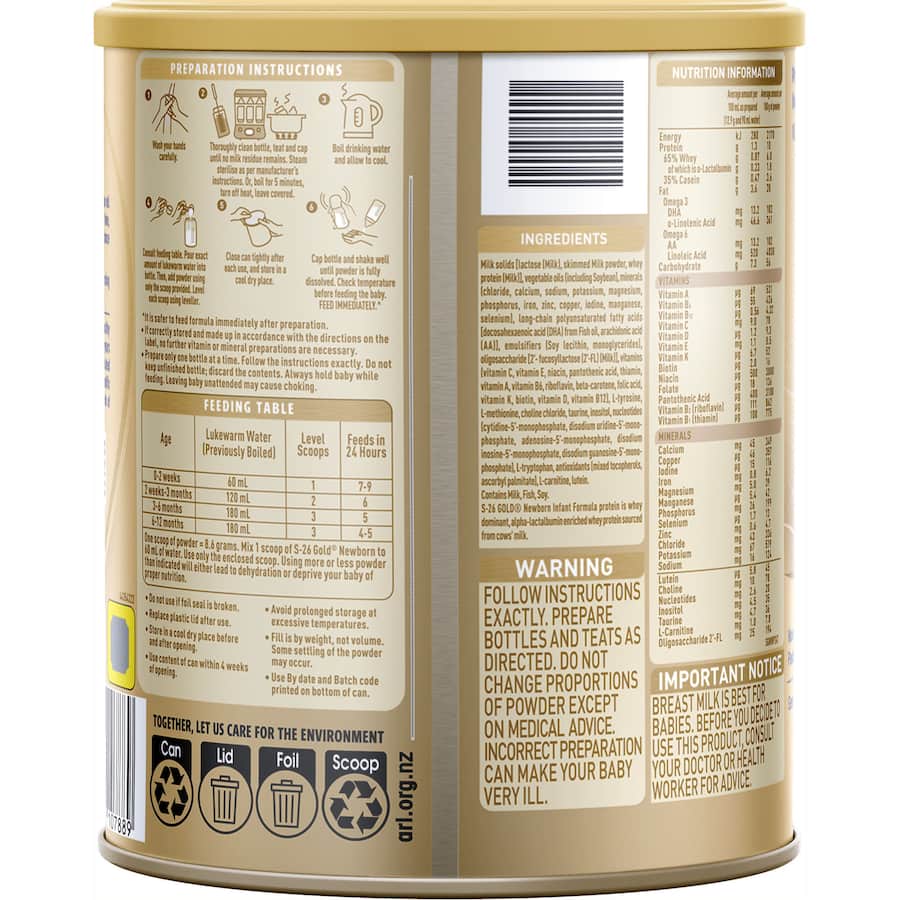 S26 Gold Stage 1 Infant Formula From Birth 850g