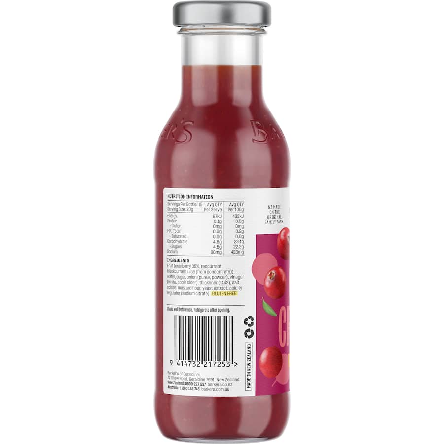 Barkers Cranberry Sauce  Bottle 315g