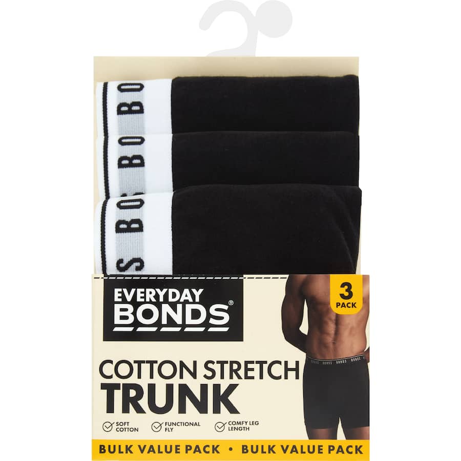 Bonds Men's Everyday Trunks Cotton Stretch Xl 3pack