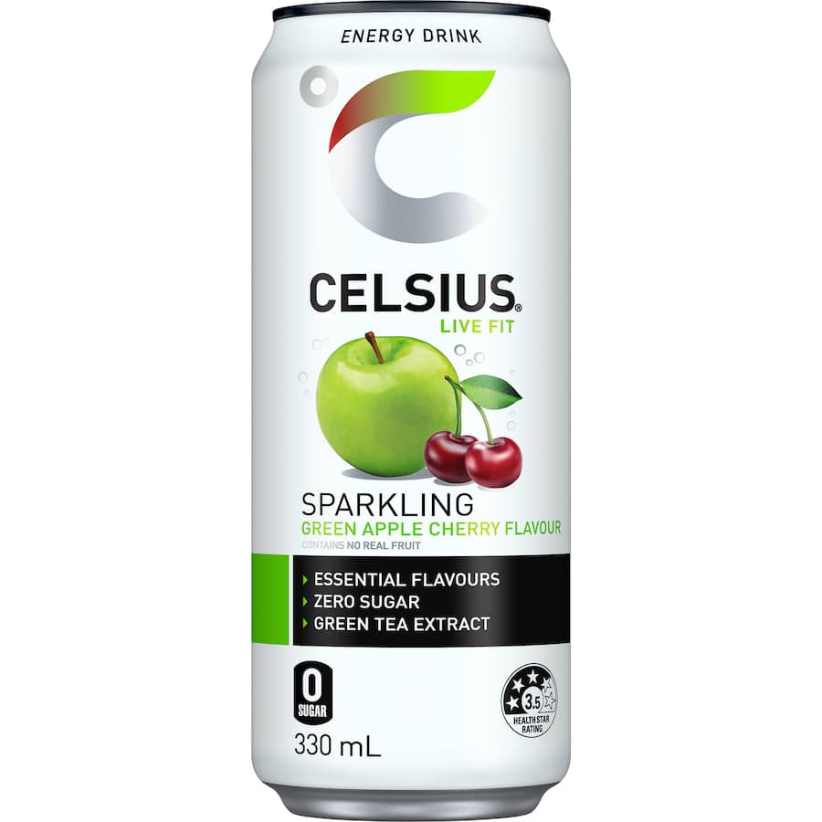 Celsius Energy Drink Green Apple Cherry - 330mL