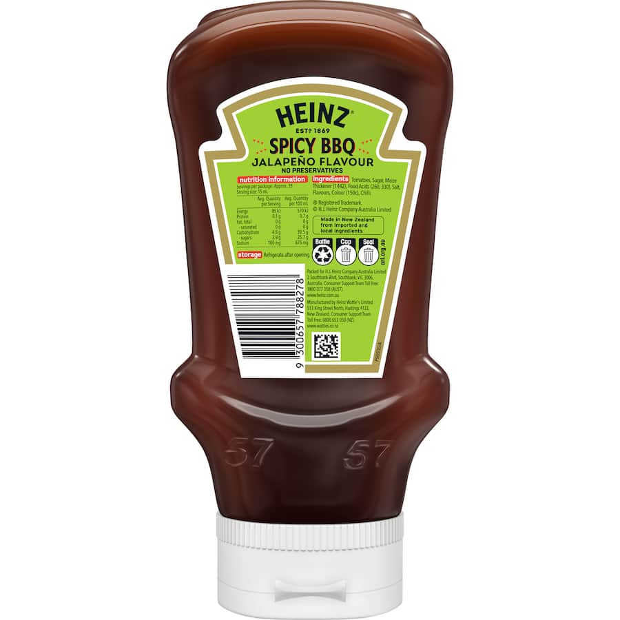 Heinz Bbq Sauce Spicy Jalapeno Bottle 500mL