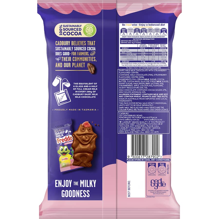Cadbury Chocolate Sharepack Freddo Strawberry Bag 180g