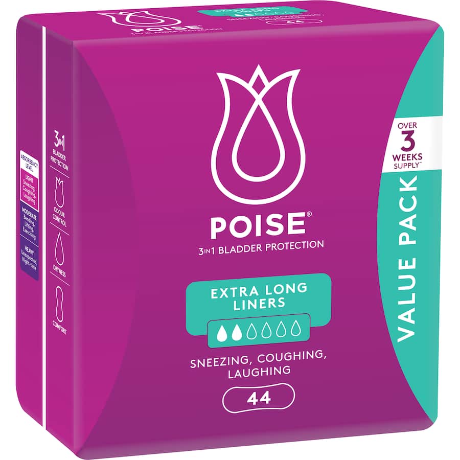 Poise Liners Extra Long Value Pack 44pack