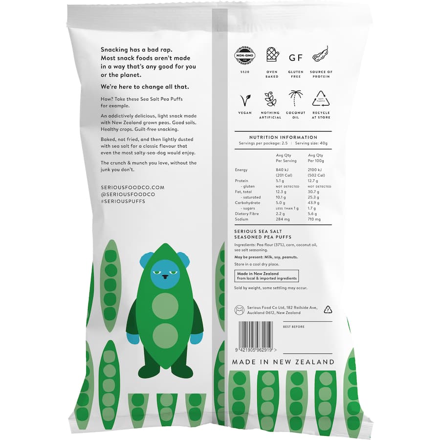 Serious Pea Puffs Sea Salt 100g