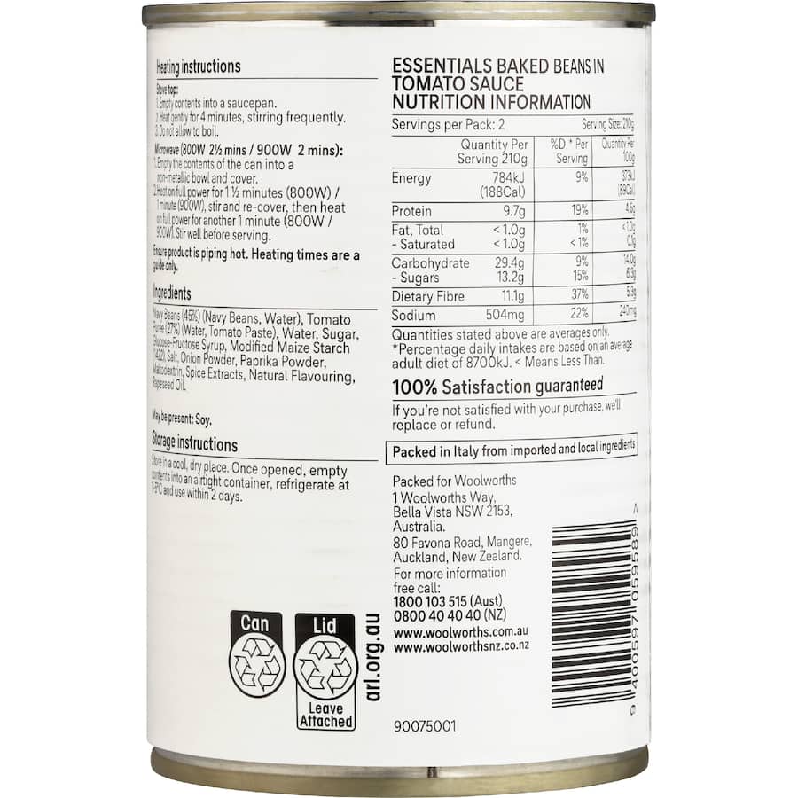 Woolworths Essentials Baked Beans - 420g
