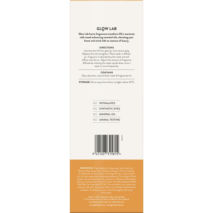 Glow Lab Diffuser White Lotus & Amber 100mL