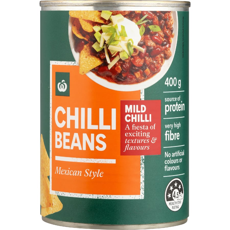 Woolworths Chilli Beans Mild 400g