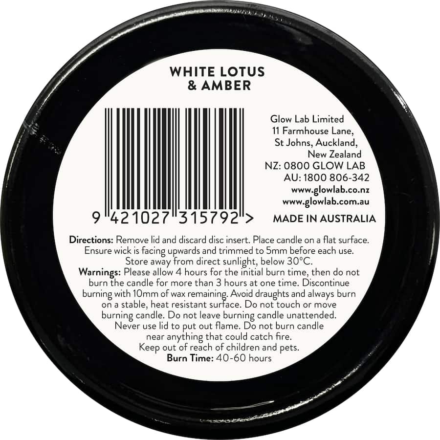 Glow Lab Natural Soy Candle White Lotus & Amber 270g