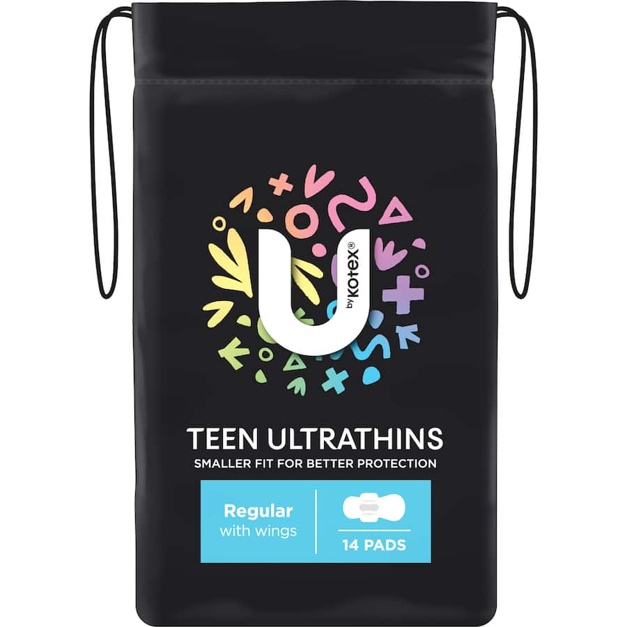 U By Kotex Pads Teen Regular With Wings 14pack