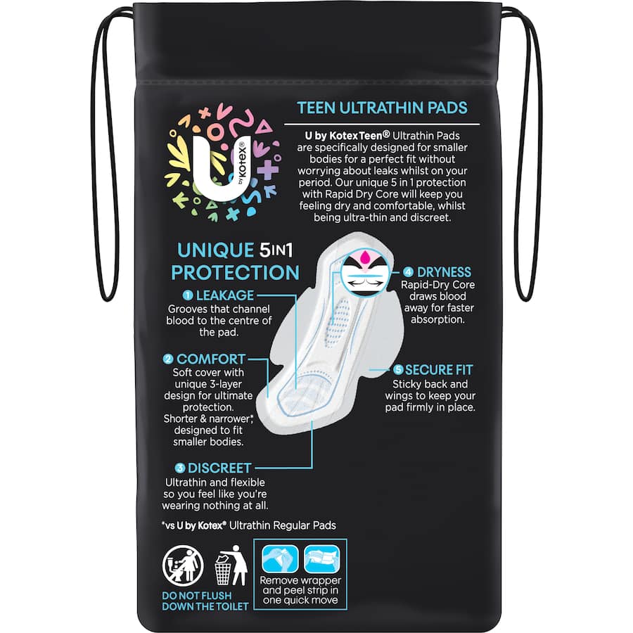 U By Kotex Pads Teen Regular With Wings 14pack