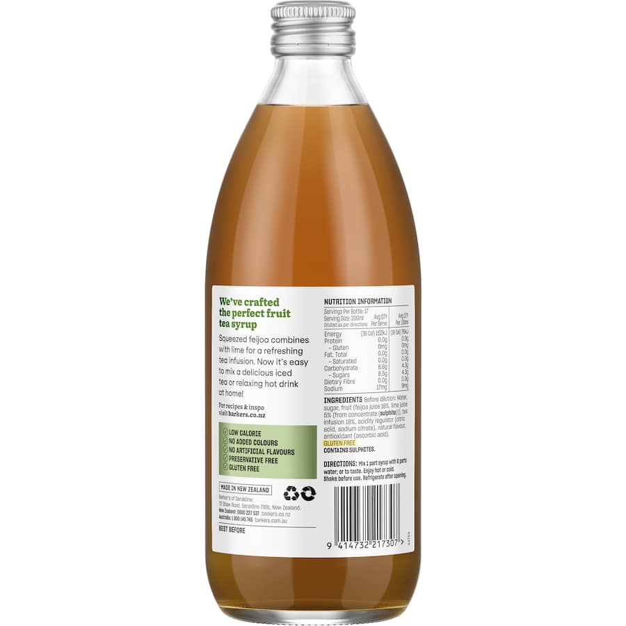 Barkers Tea Syrup Feijoa & Lime Fruit 500mL
