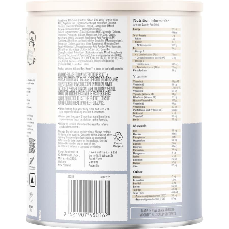 Haven A2 Stage 2 Follow On Formula From 6-12 Months 800g