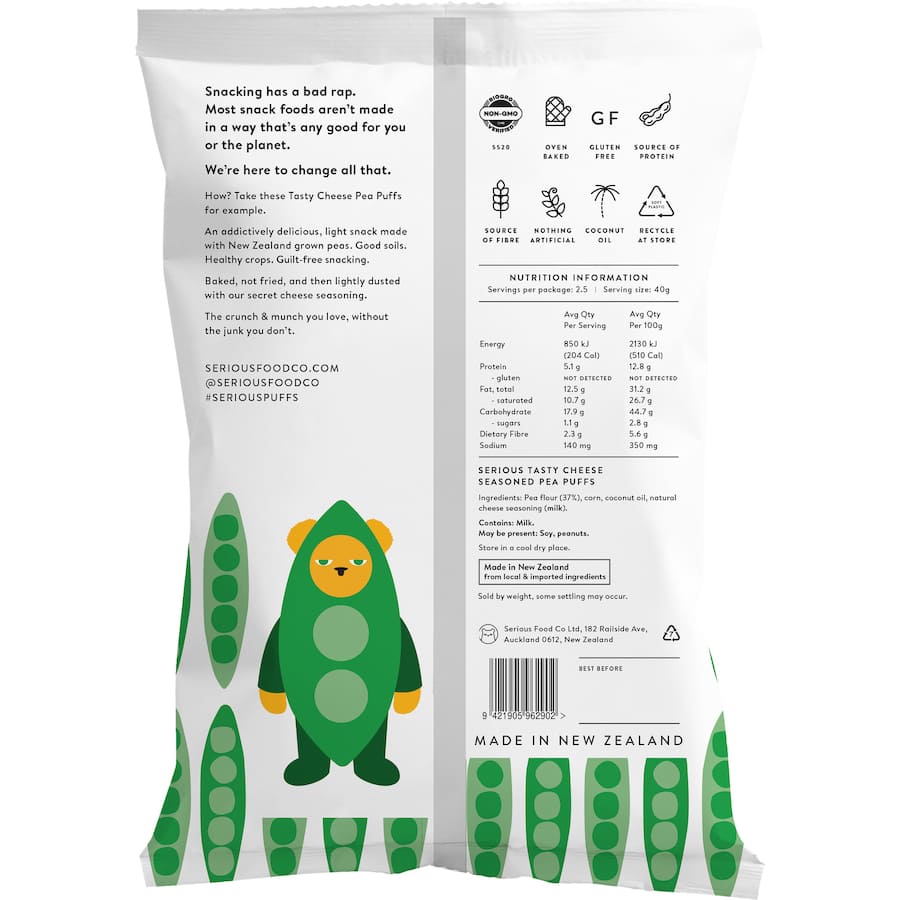 Serious Puffs Pea Puffs Tasty Cheese 100g