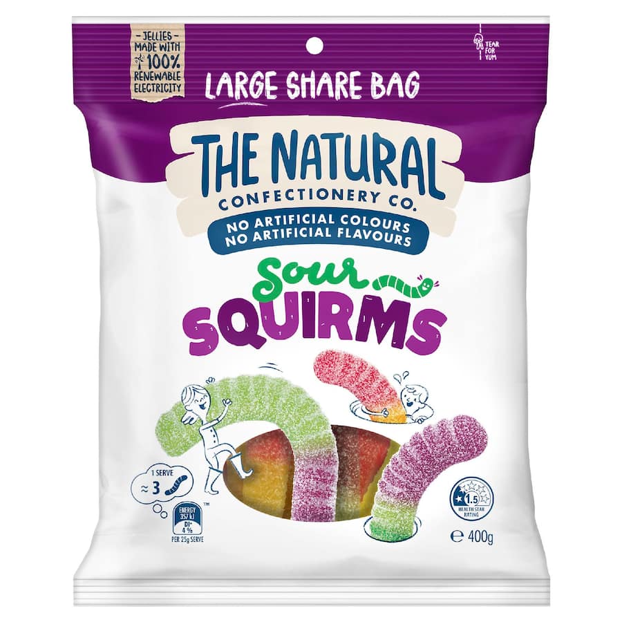 The Natural Confectionery Co. Lollies Sour Squirms 400g