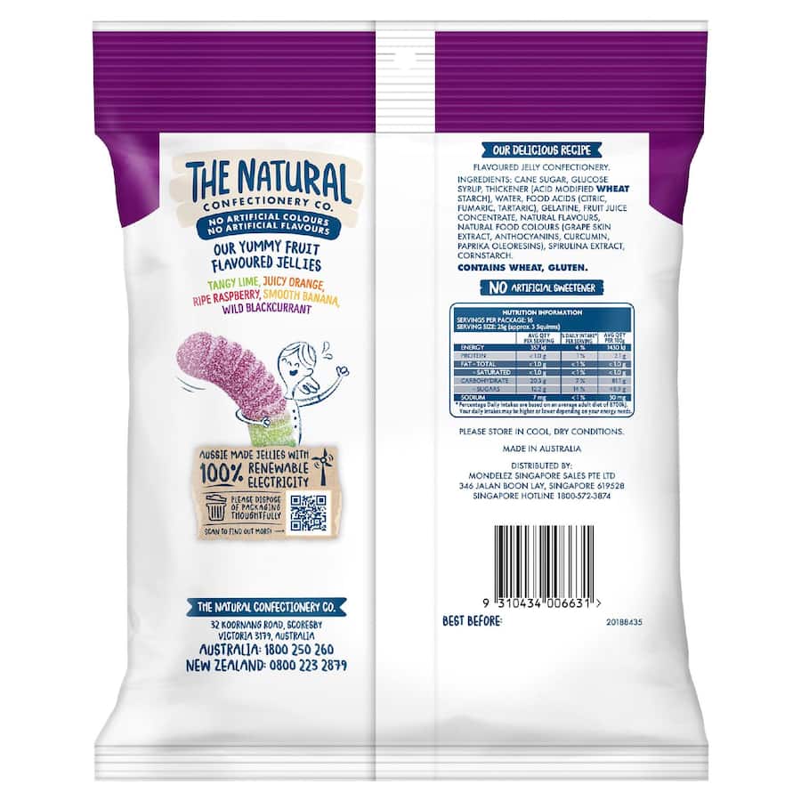 The Natural Confectionery Co. Lollies Sour Squirms 400g