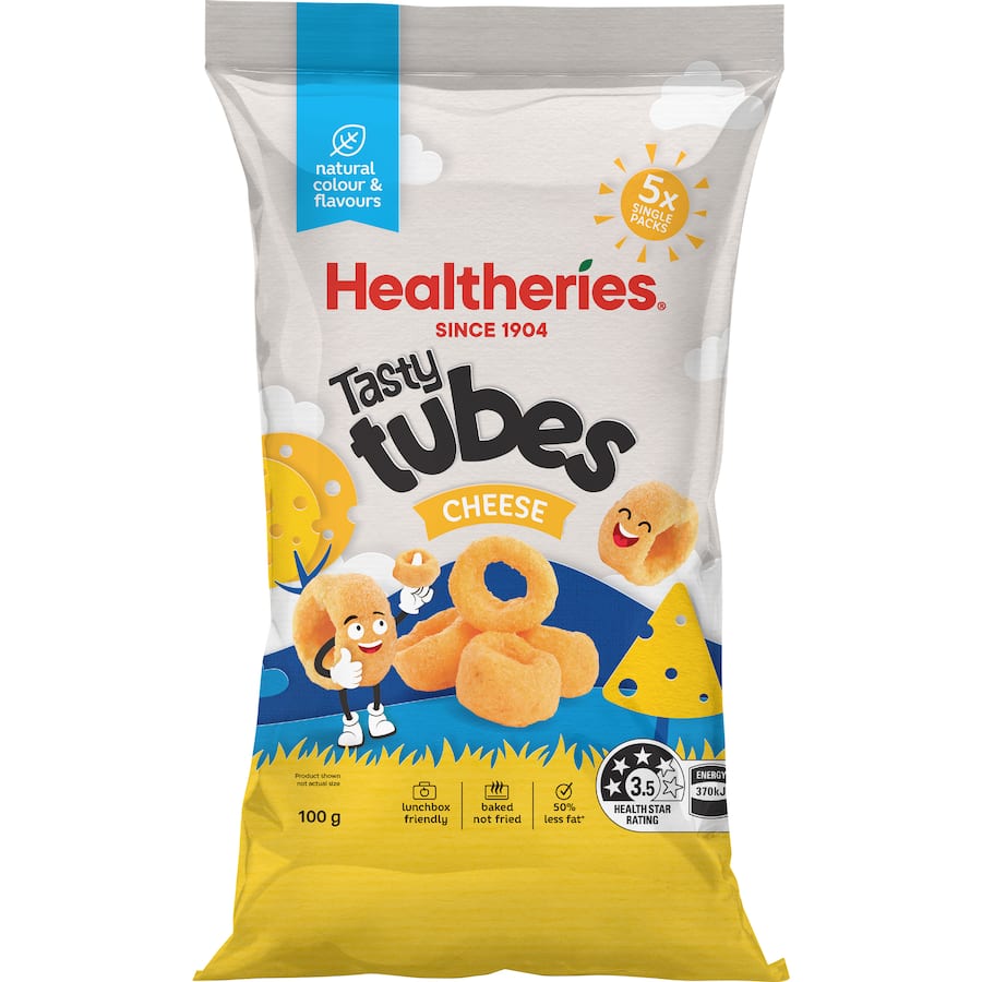 Healtheries Kids Corn Snacks Tasty Cheese Tubes 100g